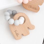 BAMBINO Silicone & Wood Teether '"Grey"